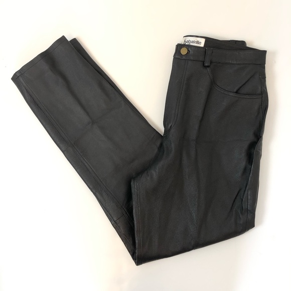 BAGATELLE Vintage Genuine Soft Leather High Waist Straight Leg Pants - Picture 3 of 14